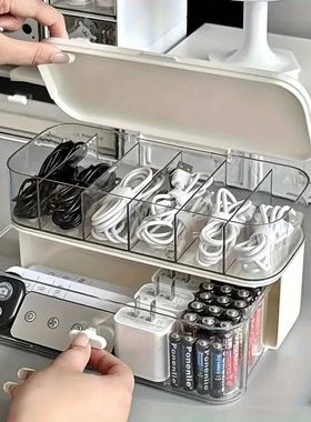 Double-Layer Transparent Desktop Cable Organizer Box - Compa