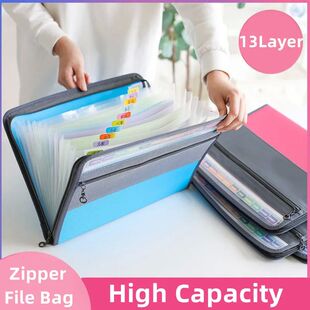 A4 13Layer Waterproof Double Zipper Folder Document Package