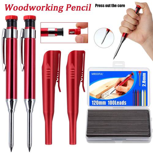 2.8mm Metal Long Head Woodworking Mechanical Pencil with 100