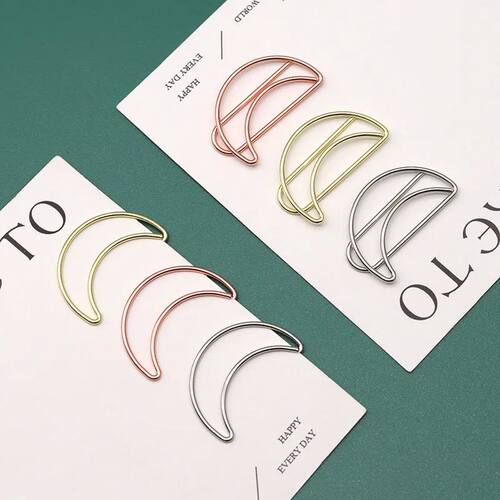 50/30pcs Metal Moon Model Paper Clip Rose Gold Paper Clips G