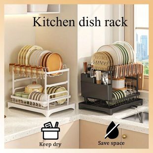 Double layer cutlery rack - stores various plates and utensi