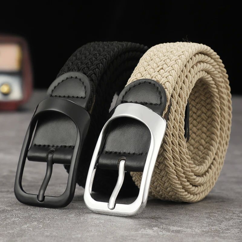 Canvas belt men and women without perforated square buckle b
