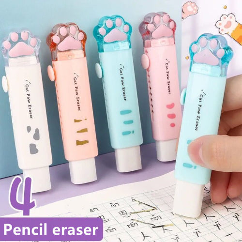 Push-pull Cat paw cute eraser girl pencil eraser student rub
