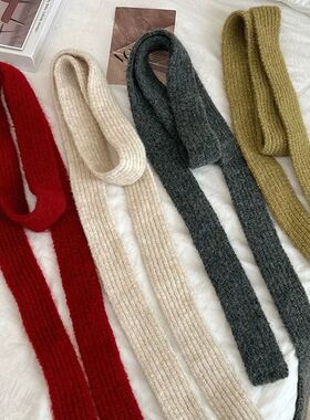 Imitation Wool Women's Long Scarf Knitted Narrow Design Y2K