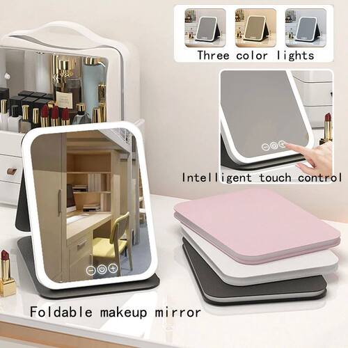 Foldable HD Makeup Mirror Intelligent Touch Control Adjustab