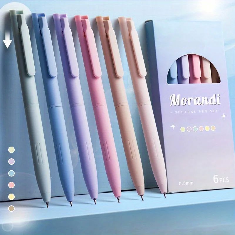 6pcs/set 0.5MM Morandi Gel Pens Colored Writing Gel Ink Pen