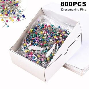800pcs Round Dressmaking Pins Mix-color Pearl Round Head Flo