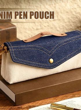 Vintage Denim  Pencil Case Pen Bag Student Women Girls Schoo