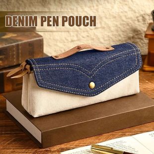 Vintage Denim  Pencil Case Pen Bag Student Women Girls Schoo