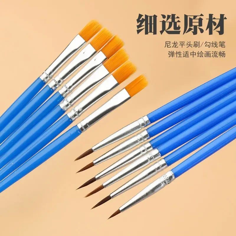 12/24 Pcs Painting Brushes Set Art Round Flat Hair Nylon Hai - 封面