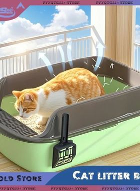 Cat Litter Box High Side Thicken Semi Enclosed Splashproof w