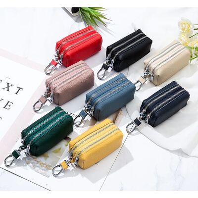 Genuine Leather Purse Bag Keychain Men Women Holder Organize