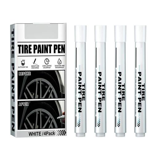 4 Pack White Marker Pen Tire Paint Marker Pen Waterproof Oil
