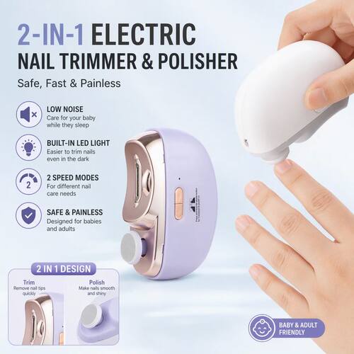 Electric Nail Clipper Grinding and Polishing with Light Auto