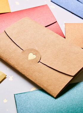 10Pcs Gold Foil Love Pearlescent Paper Envelopes Western Col