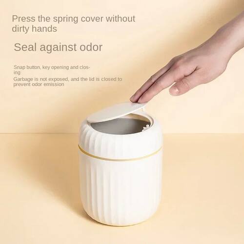 Mini Desktop Trash Can with Lid Garbage Waste Bin Organizer