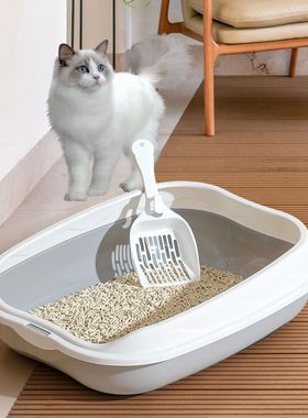 Semi-enclosed Litter Box Spatter-proof Cat Toilet Large Kitt