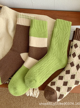 Wool socks with thickened fleece and warm midsole socks