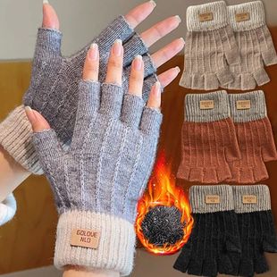 Winter Fingerless Gloves for Men Half Finger Writting Office