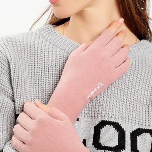 New Winter Women's Gloves Leaky Finger Thin Velvet Windproof