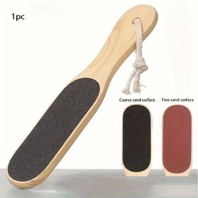 1pc Wooden Pedicure Foot File Smooth, Natural Wooden Handle