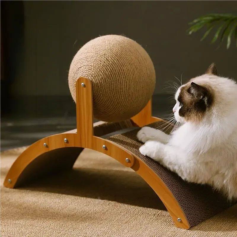Wooden Cat Scratching Ball 2 In 1 Cat Scratcher Sisal Scratc