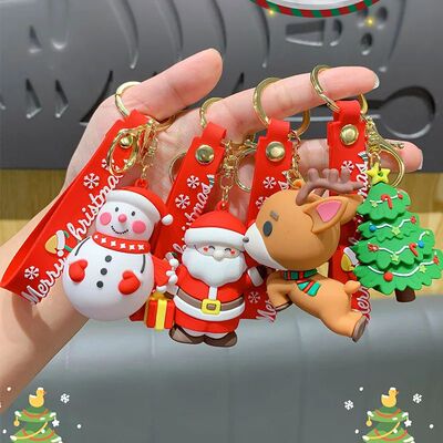 Christmas Cartoon Keychain Christmas Socks Snowman Accessori