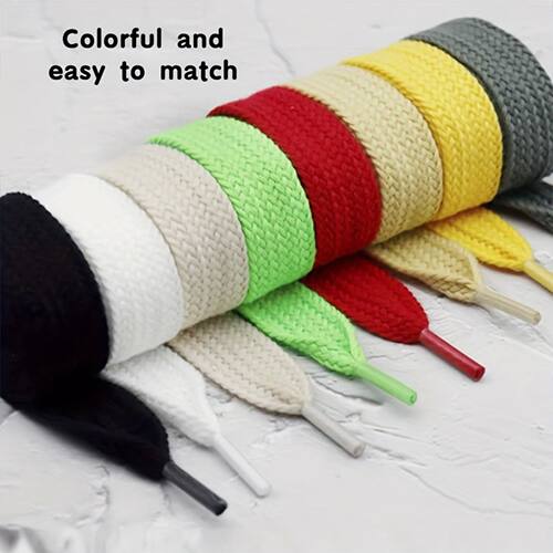 1 Pair 20mm Widen Flat Colored Polyester Cotton Shoelaces fo
