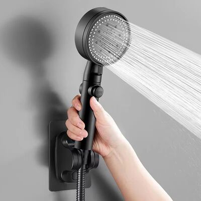 This multi-functional, height-adjustable shower head feature