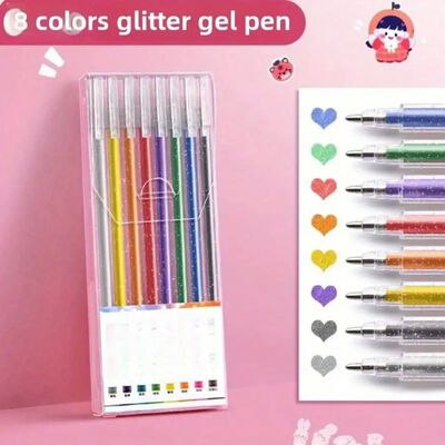 Glitter Gel Pens 8 Colors, Metallic Vibrant Sparkle Gel Pens