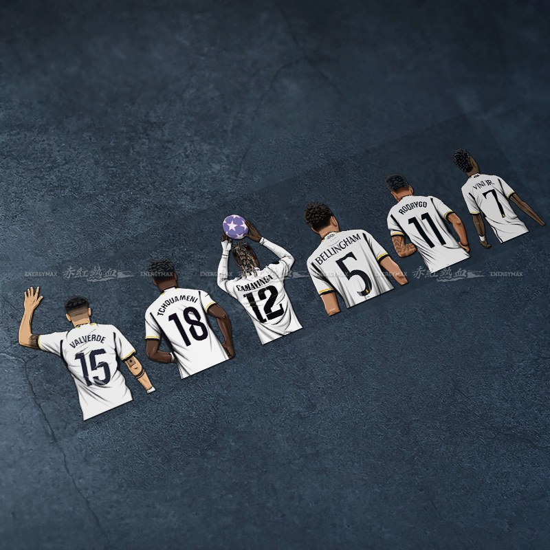 皇马球星防水反光装饰车贴