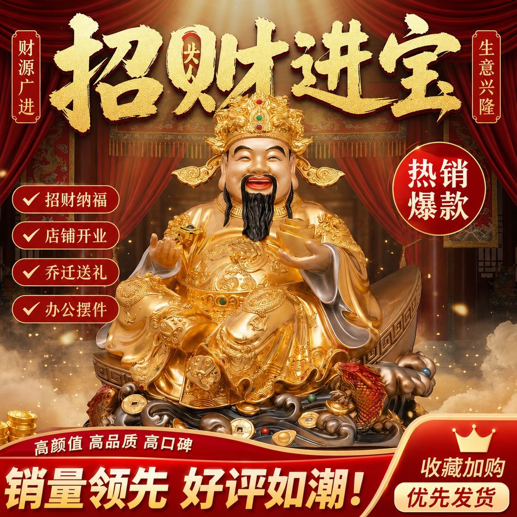 东来紫文财神佛像招财供奉神像纯铜范蠡铜像比干财神爷店铺家用