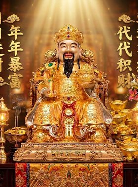 东来紫文财神佛像招财供奉神像纯铜范蠡铜像比干财神爷店铺家用