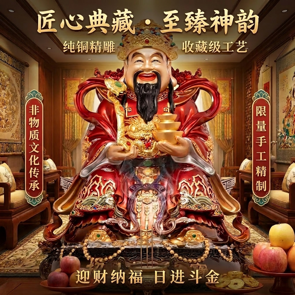 东来紫文财神佛像招财供奉神像纯铜范蠡铜像比干财神爷店铺家用