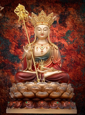 地藏王菩萨像铜像大愿佛像九华山全铜雕像精品东来紫供奉娑婆三圣