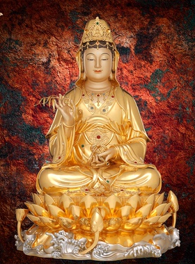 观音佛像观世音菩萨家用款供奉南海普陀山纯全铜像东来紫娑婆三圣