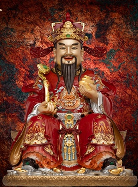 文财神爷供奉神像东来紫铜像黄铜摆件官方旗舰店开过店铺光五路招