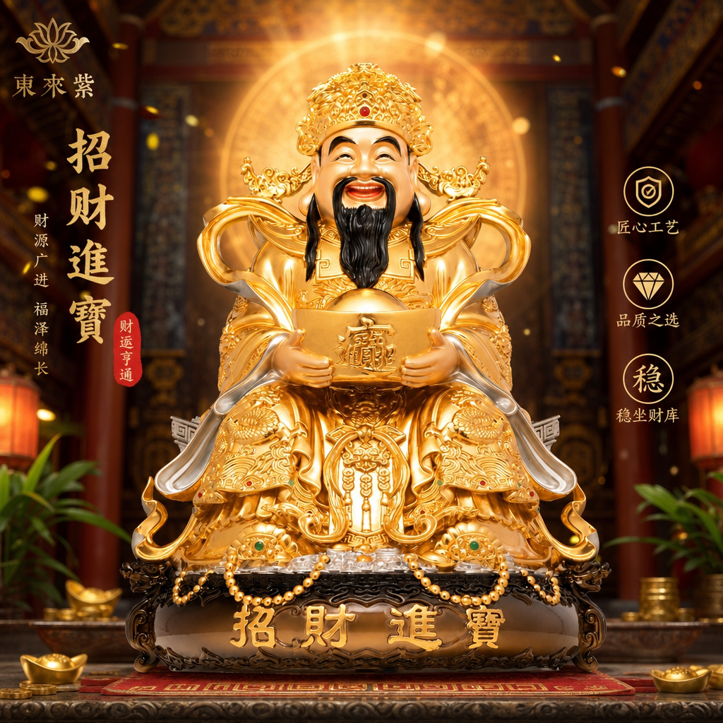 东来紫文财神佛像招财供奉神像纯铜范蠡铜像比干财神爷店铺家用