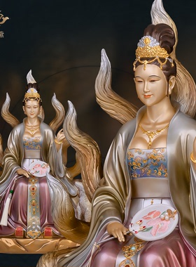 东来紫九尾娘娘九姑娘九公子九尾白狐青丘女神家用供奉京铜铜摆件