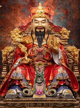 文财神爷供奉神像东来紫铜像黄铜摆件官方旗舰店开过店铺光五路招