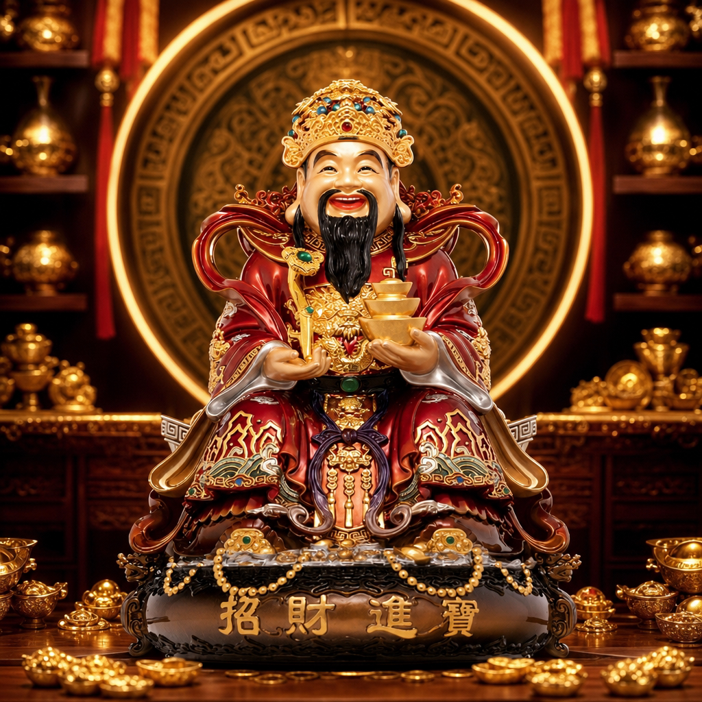 东来紫文财神佛像招财供奉 摆件纯铜范蠡铜像比干财神爷店铺家用