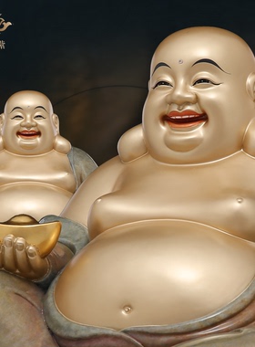 黄铜大圆满笑佛弥勒摆件寺庙家用供奉招财创意工艺品装饰京铜摆件