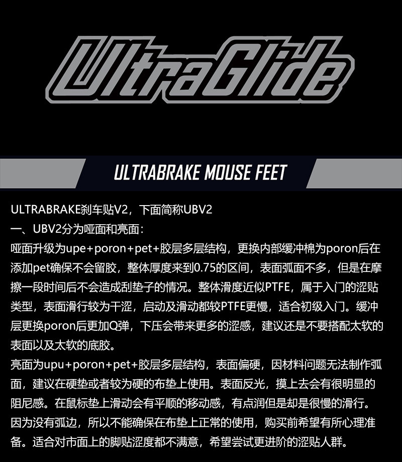 ULTRAGLIDE 마우스 발 스티커 블랙 UB 브레이크 스티커 마우스 발 스티커 GPW 2 세대 POISON VIPER V2V3