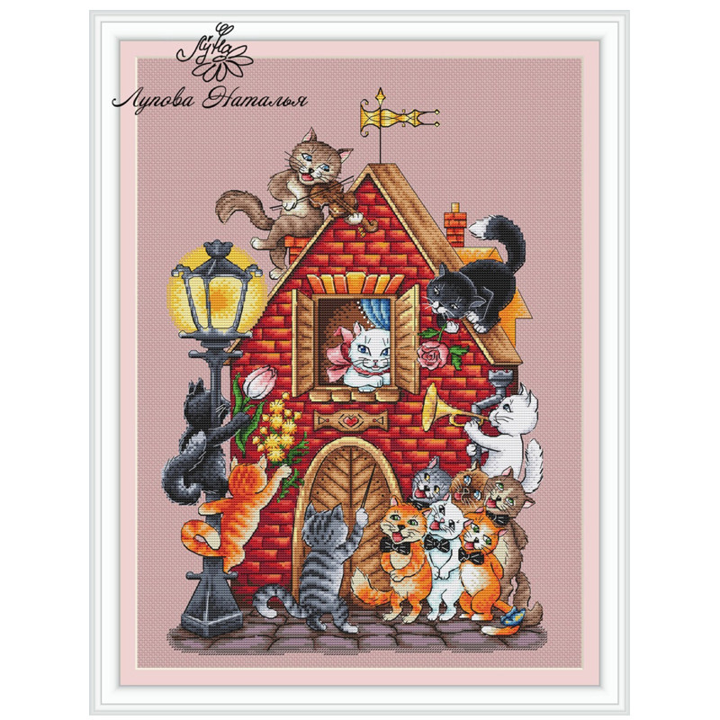 法国DMC十字绣套件风卡通动物 A1466调皮猫咪 28CT简单印花