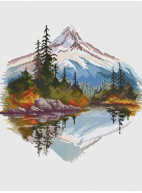 法国DMC十字绣套件风景  A1131雪山倒影 28CT卧室装饰画新款