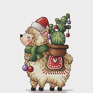 DMC十字绣套件小幅 A842仙人掌小羊 客厅装饰画新款可爱动物系列