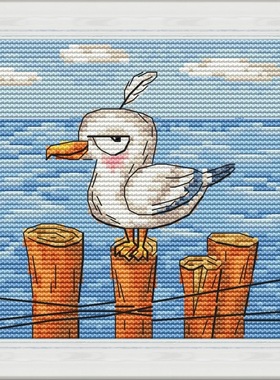 法国DMC十字绣套件卡通动物 A1329海鸥  28CT 简单 印花
