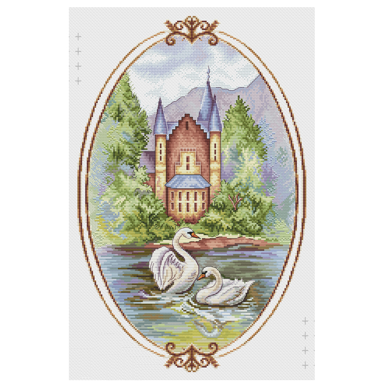 法国DMC十字绣套件风景 A1417天鹅城堡 28CT 简单 印花