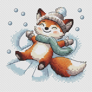 法国DMC十字绣套件动物 A1542雪天小狐狸 28CT简单印花