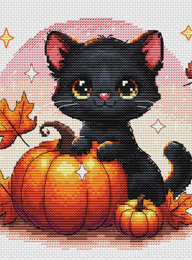 法国DMC十字绣套件 A854秋日南瓜黑猫  28CT简单新手